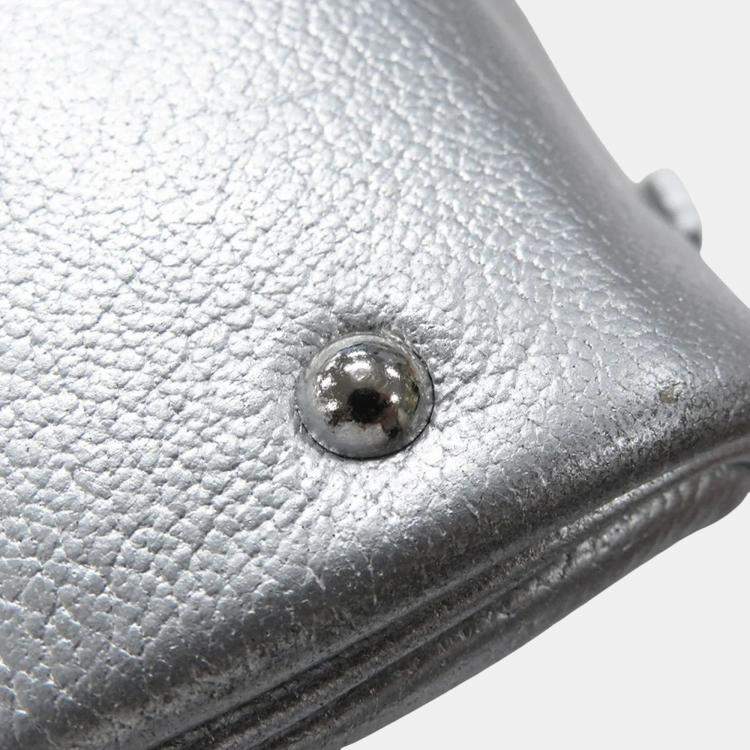 Pre Owned Hermes Plume Olympic Limited Size Mini Silver Chevre Myzore Goatskin Bag