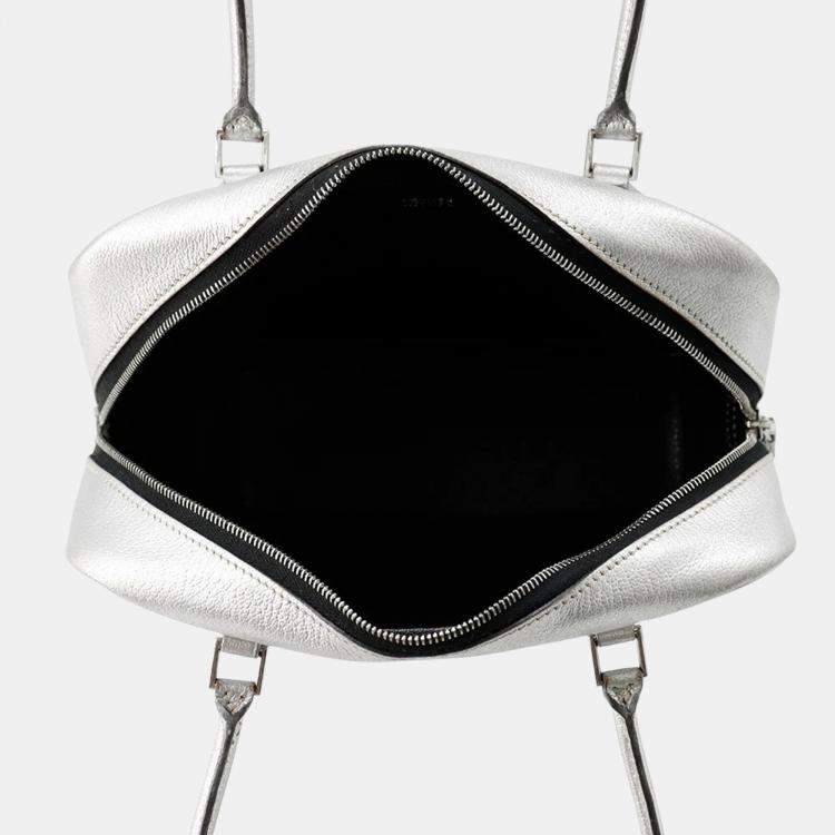 Pre Owned Hermes Plume Olympic Limited Size Mini Silver Chevre Myzore Goatskin Bag