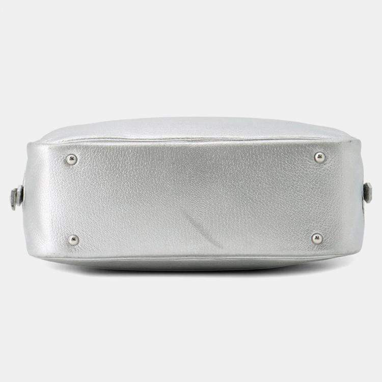 Pre Owned Hermes Plume Olympic Limited Size Mini Silver Chevre Myzore Goatskin Bag