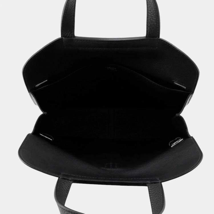 Pre Owned Hermes Halzan Black Taurillon Clemence Size 25