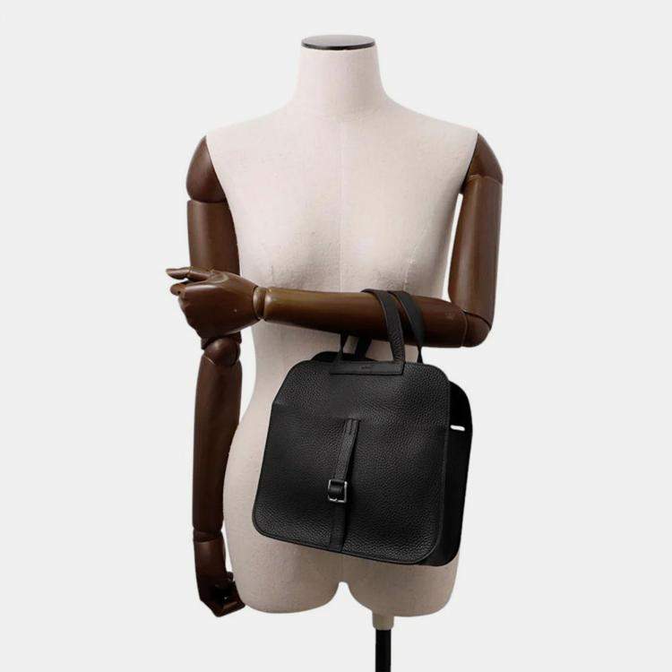 Pre Owned Hermes Halzan Black Taurillon Clemence Size 25