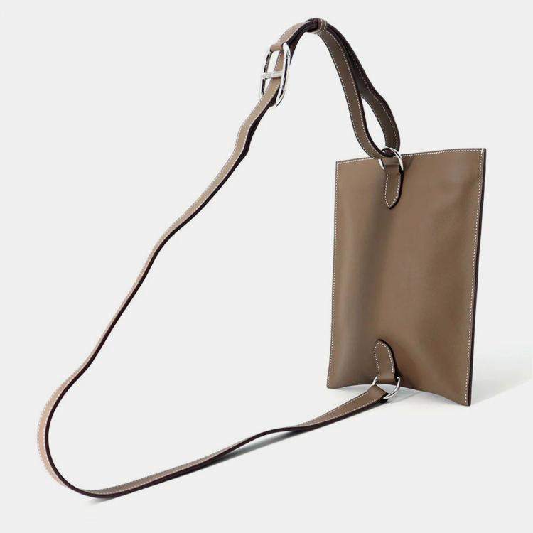 Pre Owned Hermes Portefeuille Poschamp Plus Etoupe Swift Leather