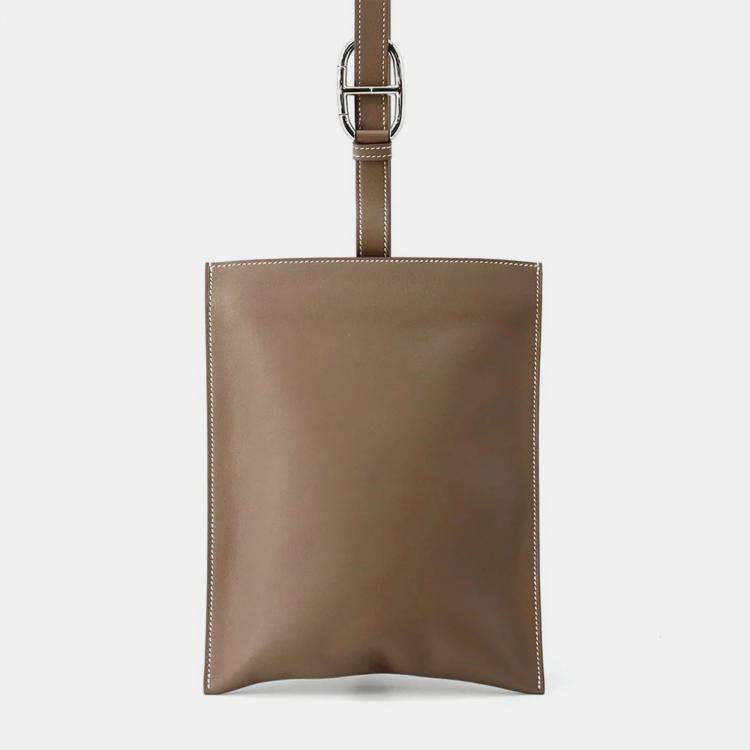 Pre Owned Hermes Portefeuille Poschamp Plus Etoupe Swift Leather