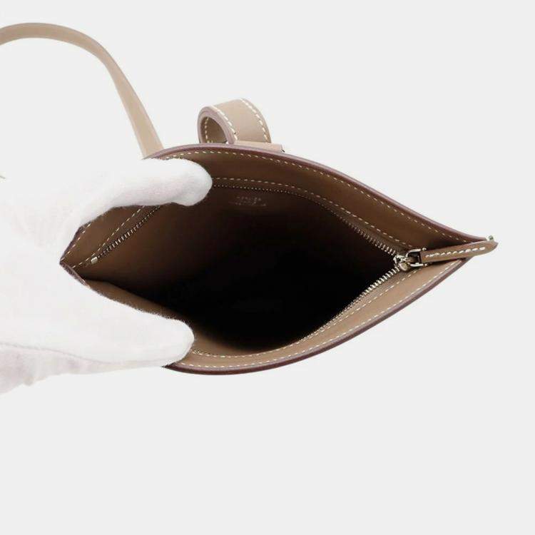 Pre Owned Hermes Portefeuille Poschamp Plus Etoupe Swift Leather