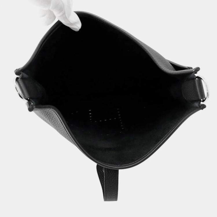 Pre Owned Hermes Evelyne3 Black Taurillon Clemence GM Tote