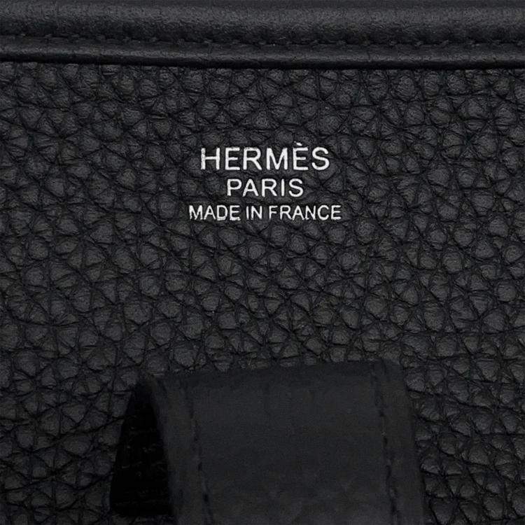 Pre Owned Hermes Evelyne3 Black Taurillon Clemence GM Tote