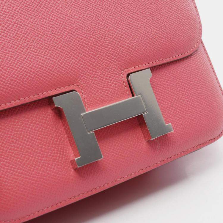 Pre Owned Hermes Constance Mini Rose Azalee Epsom Leather Shoulder Bag