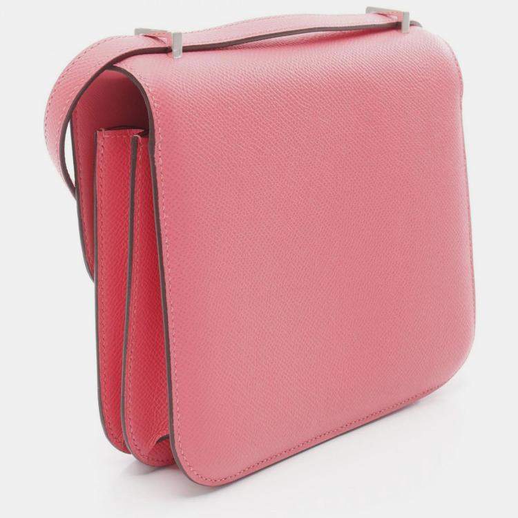 Pre Owned Hermes Constance Mini Rose Azalee Epsom Leather Shoulder Bag