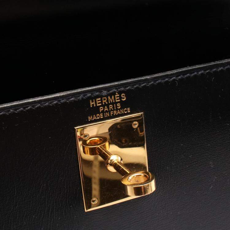 Pre Owned حقيبة هيرمس كيلي 28 جلد العجل الأسود بواجهة علوية