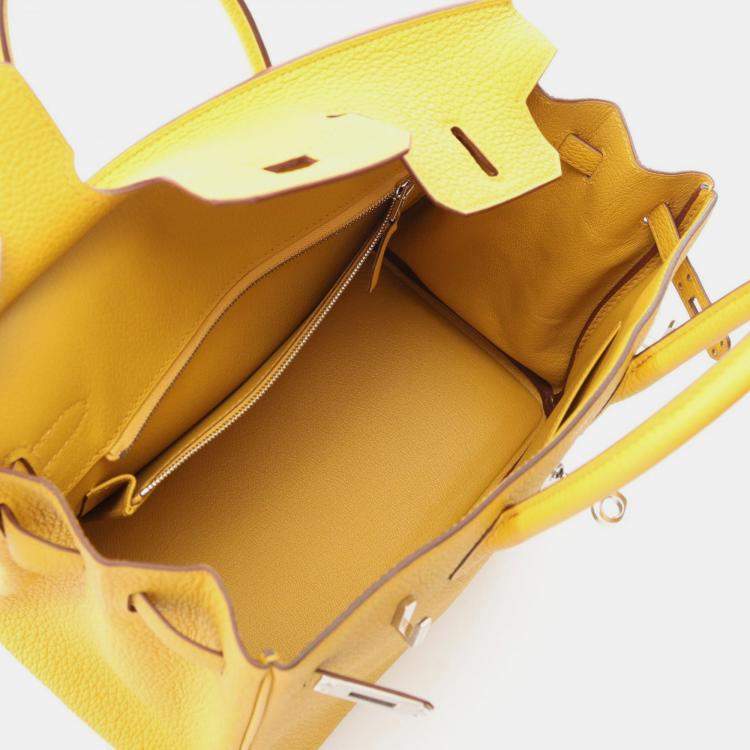 Pre Owned Hermes Birkin 25 Jaune Ambre Togo Leather Tote Bag