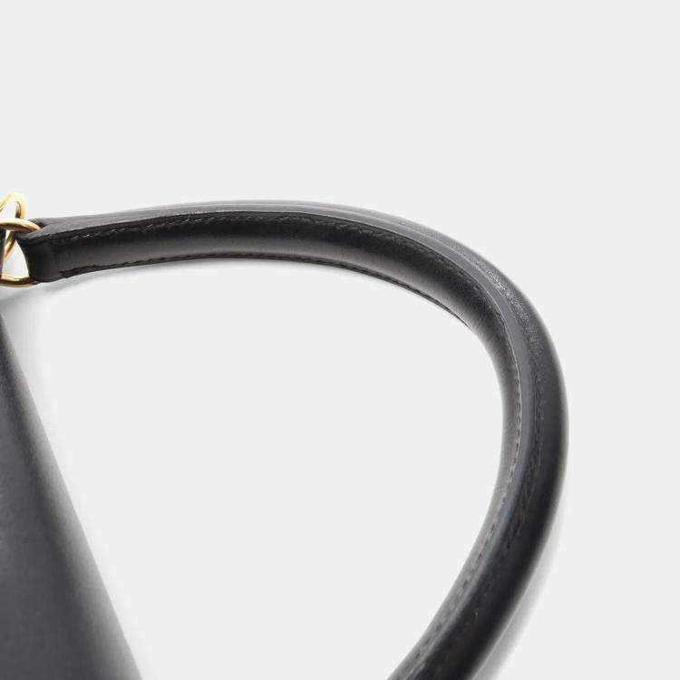 Pre Owned حقيبة هيرميس كيلي 28 جلد عجل بوك الأسود بمقبض علوي