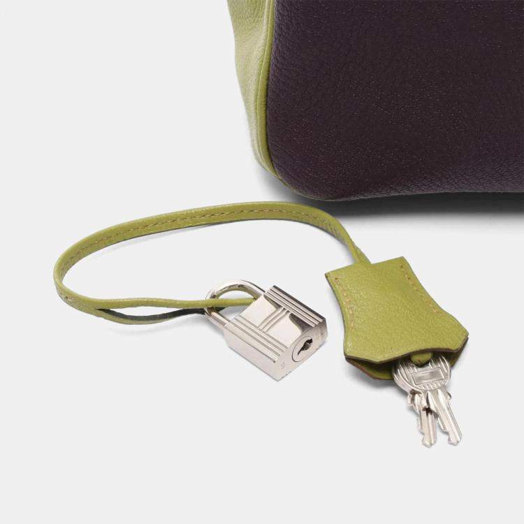 Pre Owned Hermes Birkin 30 Prune/Anis Green Chevre Leather Tote Bag