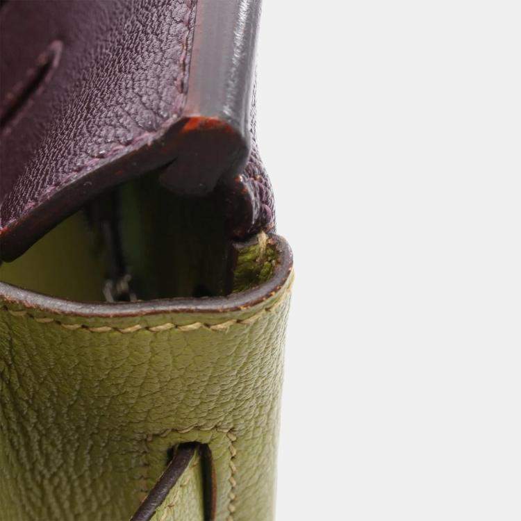 Pre Owned Hermes Birkin 30 Prune/Anis Green Chevre Leather Tote Bag