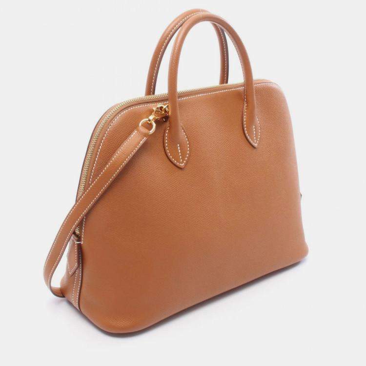 Pre Owned Hermes Bolide 31 Gold Epsom Leather Handbag