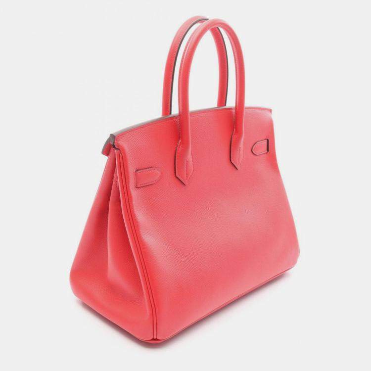 Pre Owned Hermes Brikin 30 Bougainvillier Epsom Leather Tote Bag