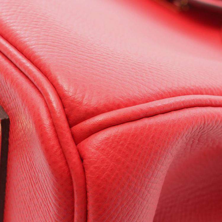 Pre Owned Hermes Brikin 30 Bougainvillier Epsom Leather Tote Bag