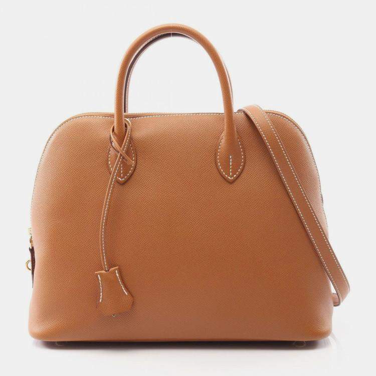 Pre Owned Hermes Bolide 31 Gold Epsom Leather Handbag