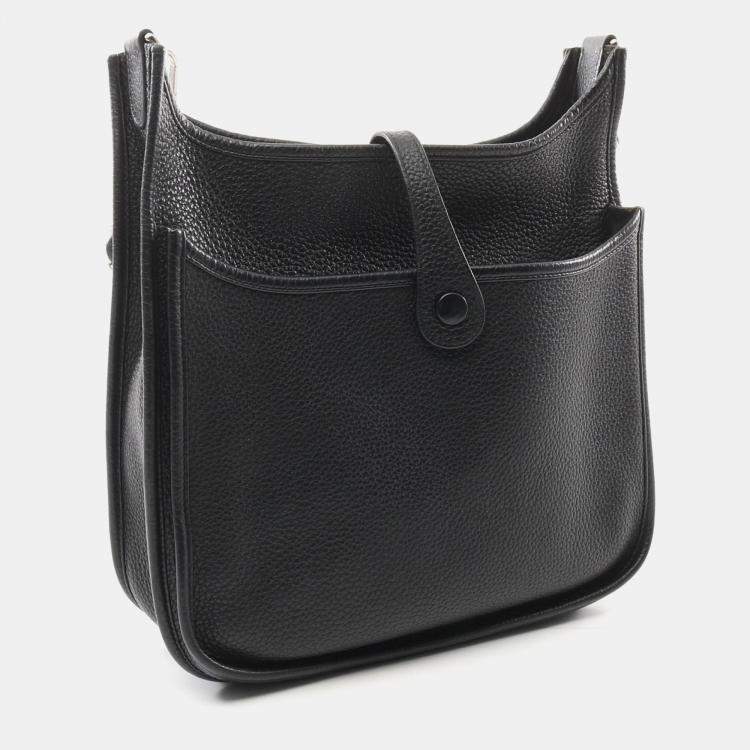 Pre Owned Hermes Evelyne 29 Black Taurillon Clemence Leather Shoulder Bag