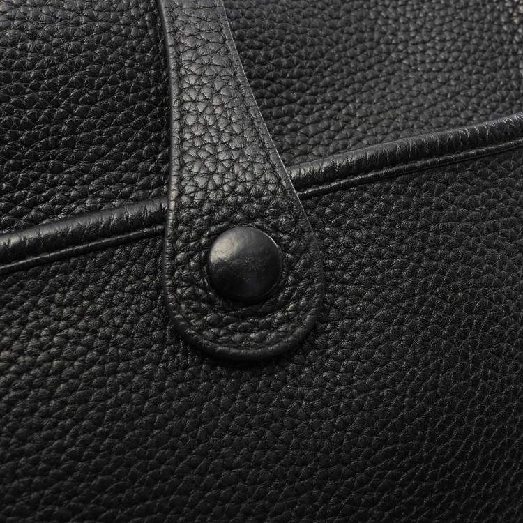 Pre Owned Hermes Evelyne 29 Black Taurillon Clemence Leather Shoulder Bag
