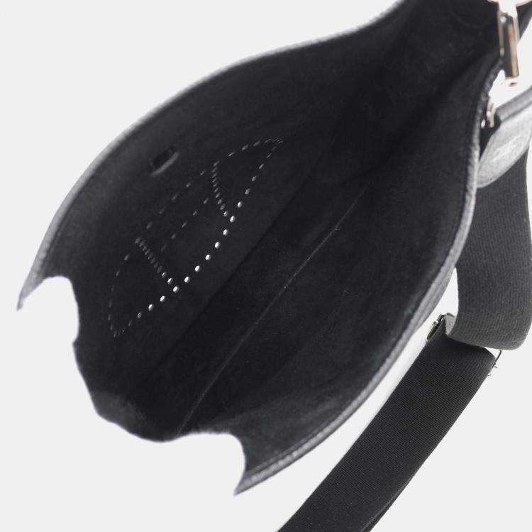 Pre Owned Hermes Evelyne 29 Black Taurillon Clemence Leather Shoulder Bag