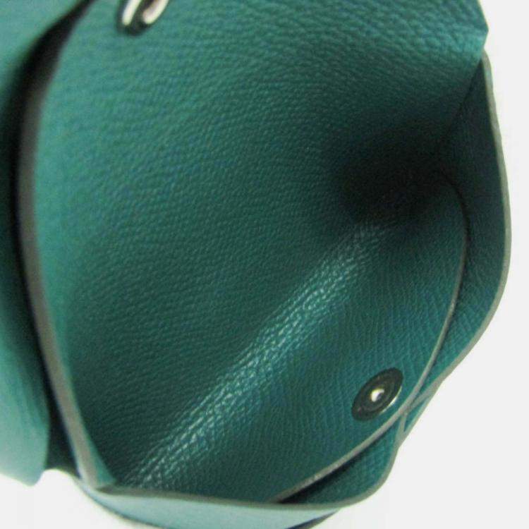 Pre Owned Hermes Calvi Duo Green Epsom Leather Card Case 