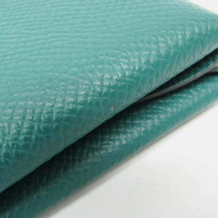 Pre Owned Hermes Calvi Duo Green Epsom Leather Card Case 