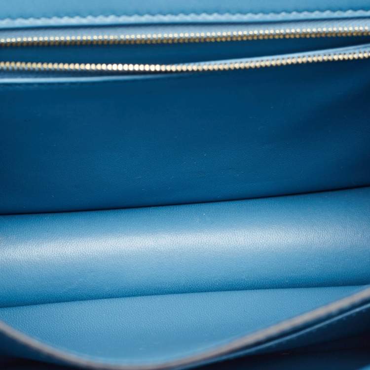 Pre Owned Hermès Blue Jean Epsom Leather Gold Finish Constance 24 Bag