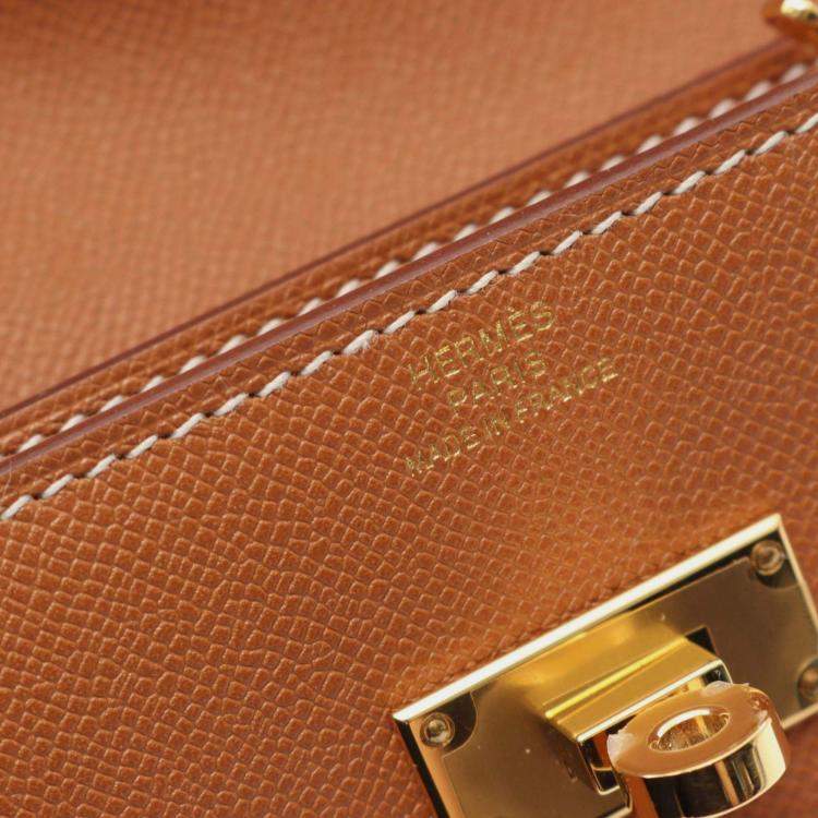 Pre Owned Hermes Kelly Pocket Slim Gold Coin Case Brown  Veau Madame Wallet 