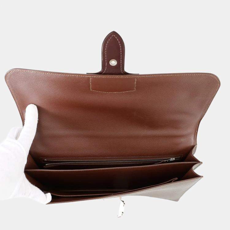 Pre Owned Hermes Sac A Depeches Etain Epsom Shoulder Bag