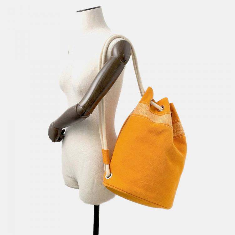 Pre Owned Hermes Sac Marine Receif Orange Canvas Size PM