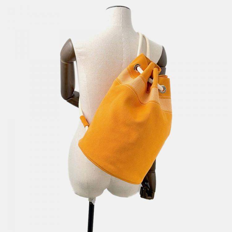 Pre Owned Hermes Sac Marine Receif Orange Canvas Size PM