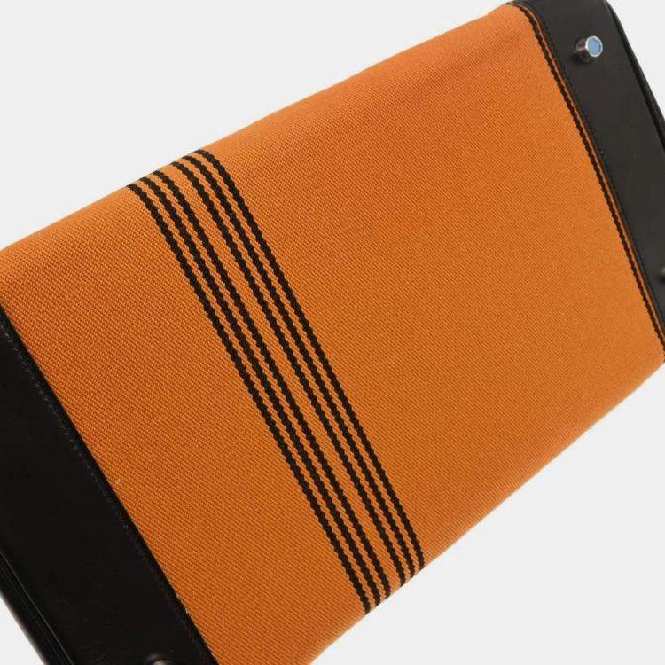 Pre Owned Hermes Black Orange Box Calf Potamos Haut a Courroies 36 Handbag