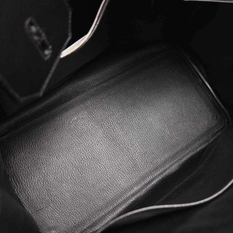 Pre Owned Hermes Black Orange Box Calf Potamos Haut a Courroies 36 Handbag