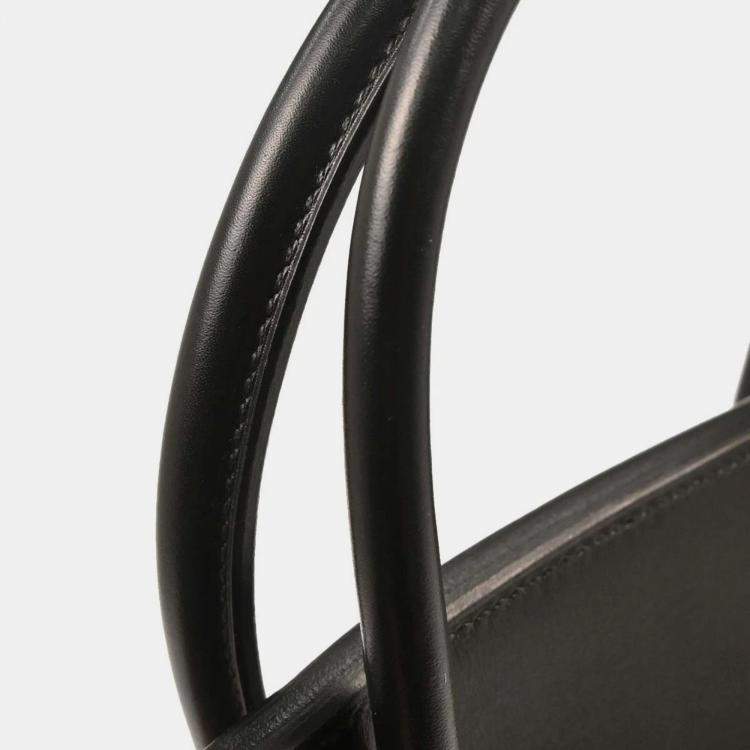 Pre Owned Hermes Black Orange Box Calf Potamos Haut a Courroies 36 Handbag