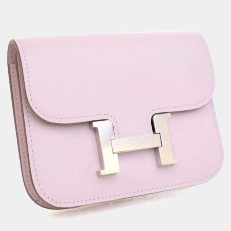 Pre Owned Hermes Mauve Pale Evercolor Constance Slim Wallet