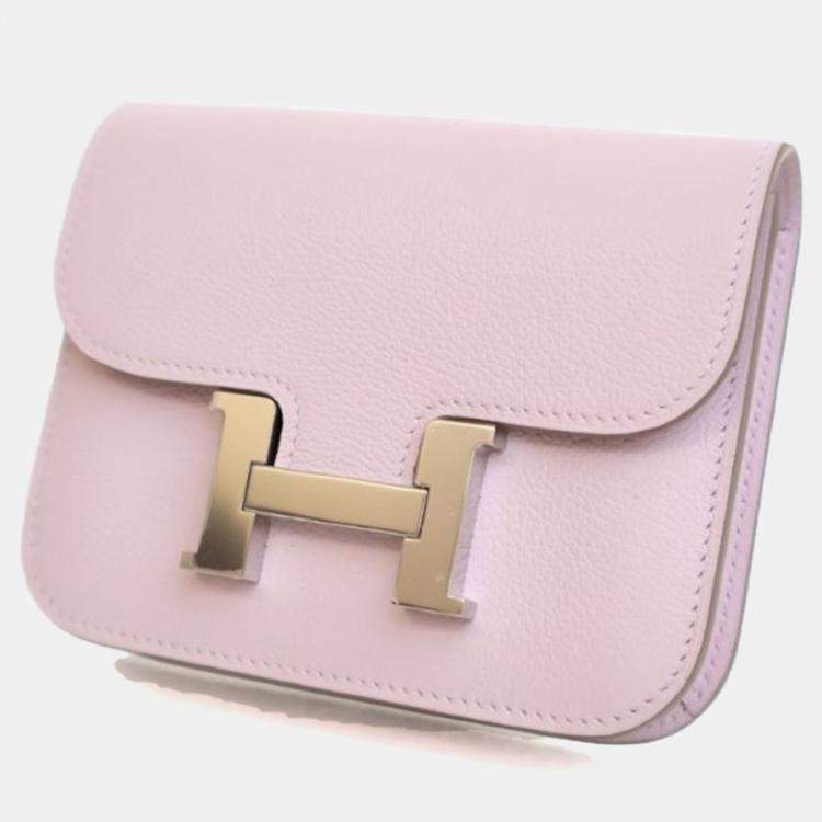 Pre Owned Hermes Mauve Pale Evercolor Constance Slim Wallet