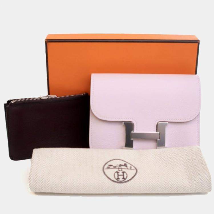 Pre Owned Hermes Mauve Pale Evercolor Constance Slim Wallet
