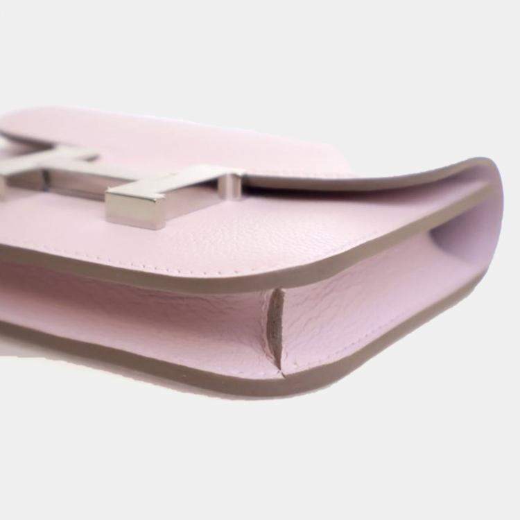 Pre Owned Hermes Mauve Pale Evercolor Constance Slim Wallet