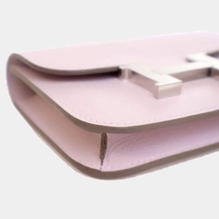 Pre Owned Hermes Mauve Pale Evercolor Constance Slim Wallet