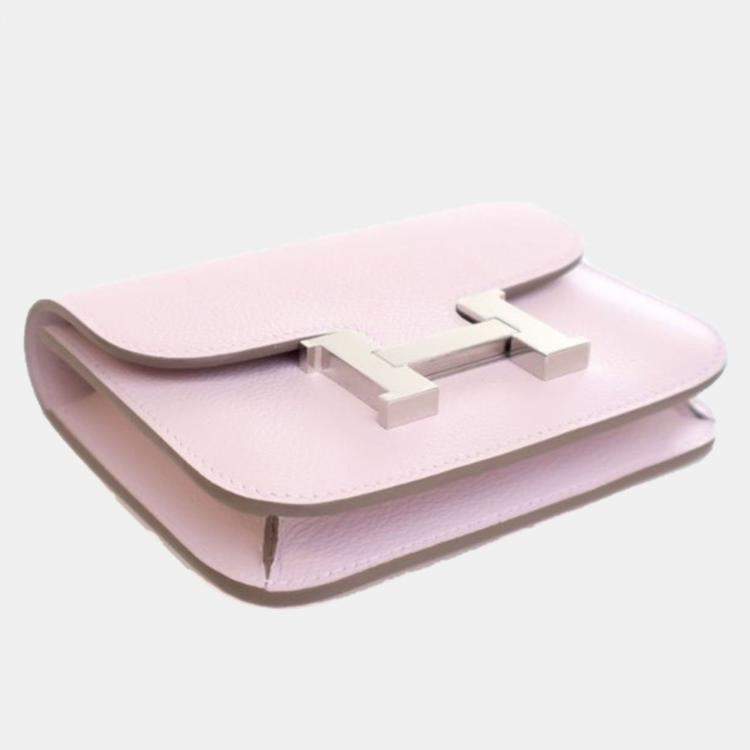 Pre Owned Hermes Mauve Pale Evercolor Constance Slim Wallet