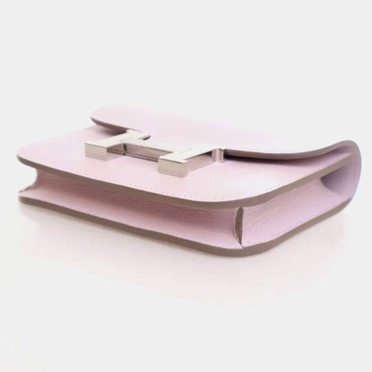 Pre Owned Hermes Mauve Pale Evercolor Constance Slim Wallet