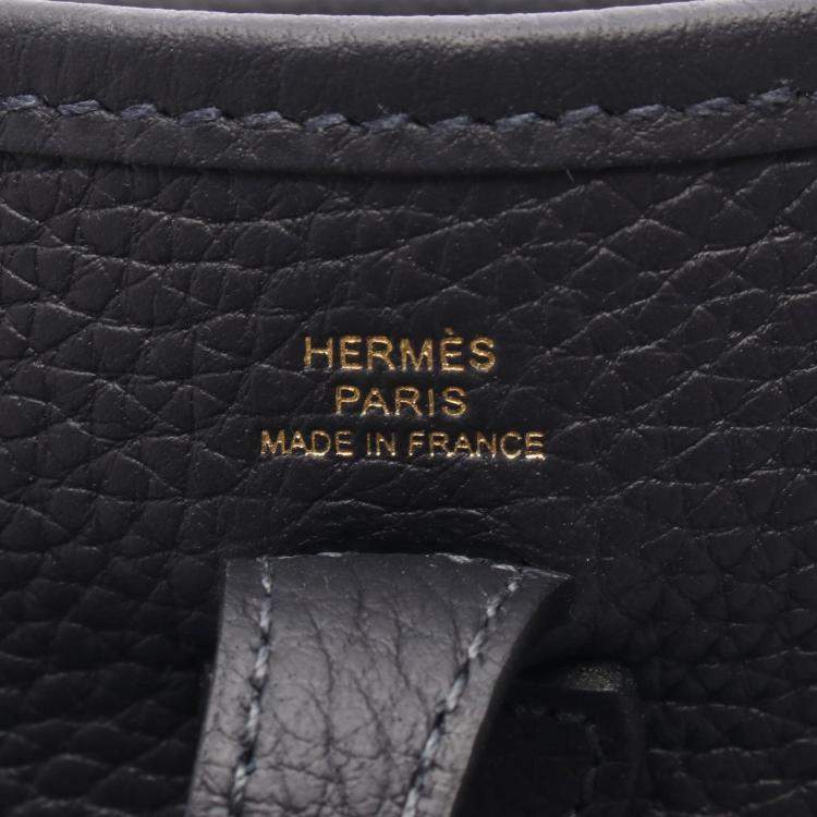 Pre Owned Hermes Evelyne Navy Caban Clemence Leather Shoulder Bag