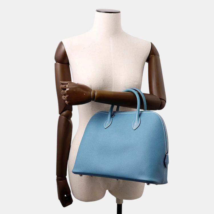 Pre Owned Hermes Bolide 1923 New Blue Jean Epsom Size 30