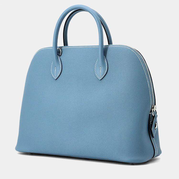 Pre Owned Hermes Bolide 1923 New Blue Jean Epsom Size 30