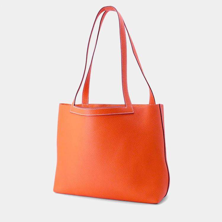 Pre Owned Hermes Cabas Sellier Orange Poppy Taurillon Clemence Size 31