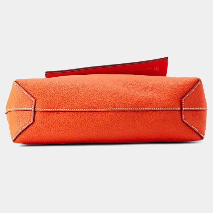Pre Owned Hermes Cabas Sellier Orange Poppy Taurillon Clemence Size 31