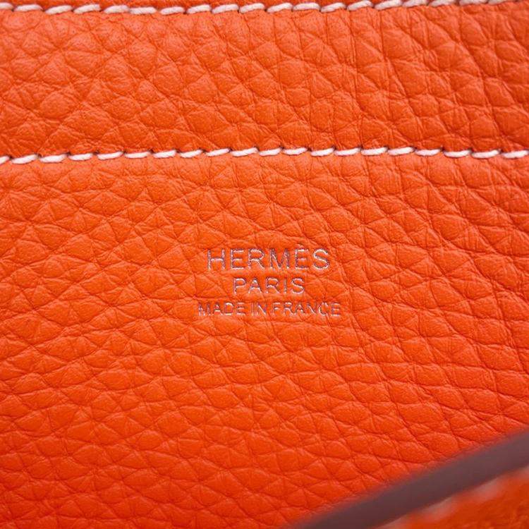 Pre Owned Hermes Cabas Sellier Orange Poppy Taurillon Clemence Size 31