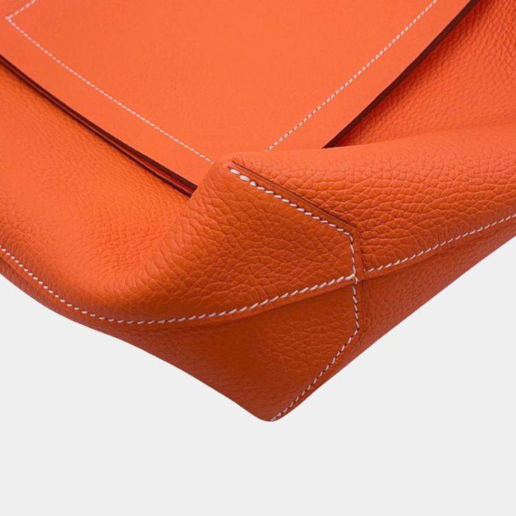 Pre Owned Hermes Cabas Sellier Orange Poppy Taurillon Clemence Size 31