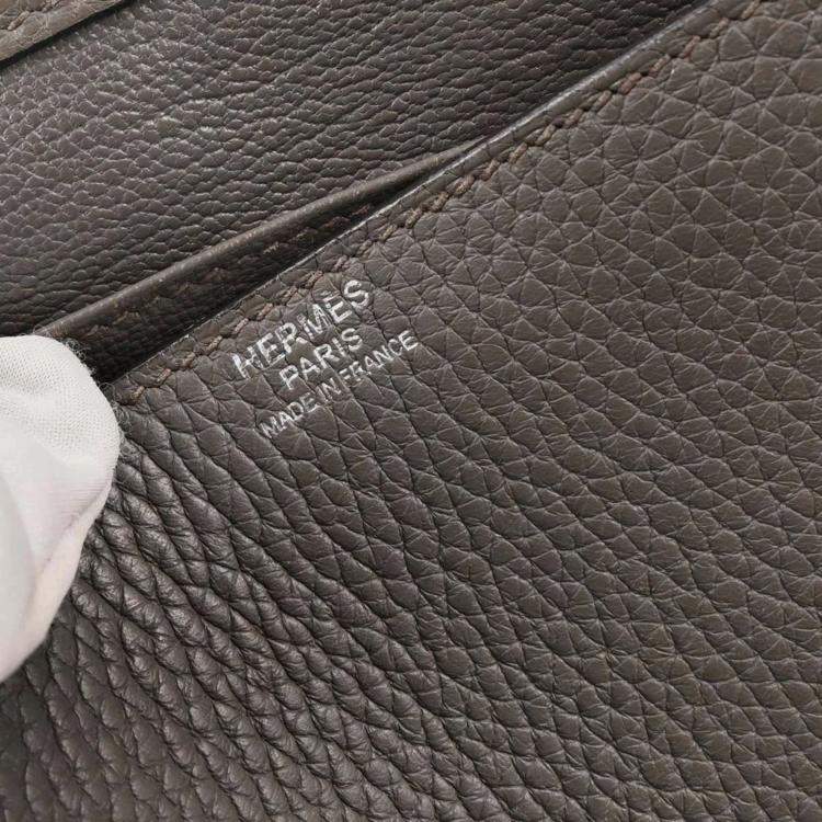 Pre Owned Hermes Etain Taurillon Clemence Steve Caporal 27 Shoulder Bag