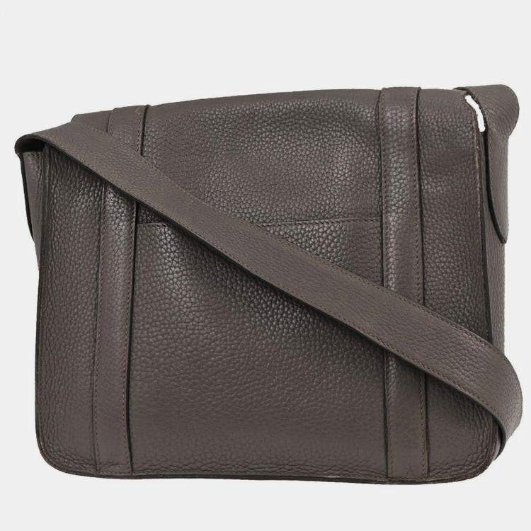 Pre Owned Hermes Etain Taurillon Clemence Steve Caporal 27 Shoulder Bag